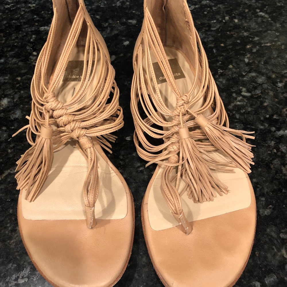 DOLCE VITA NUDE LEATHER GALDIATOR SANDALS 8 MED